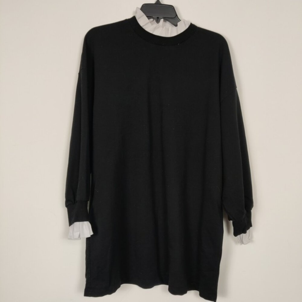 LC Waikiki Black Sweater Dress with Ruffled Trim - XL